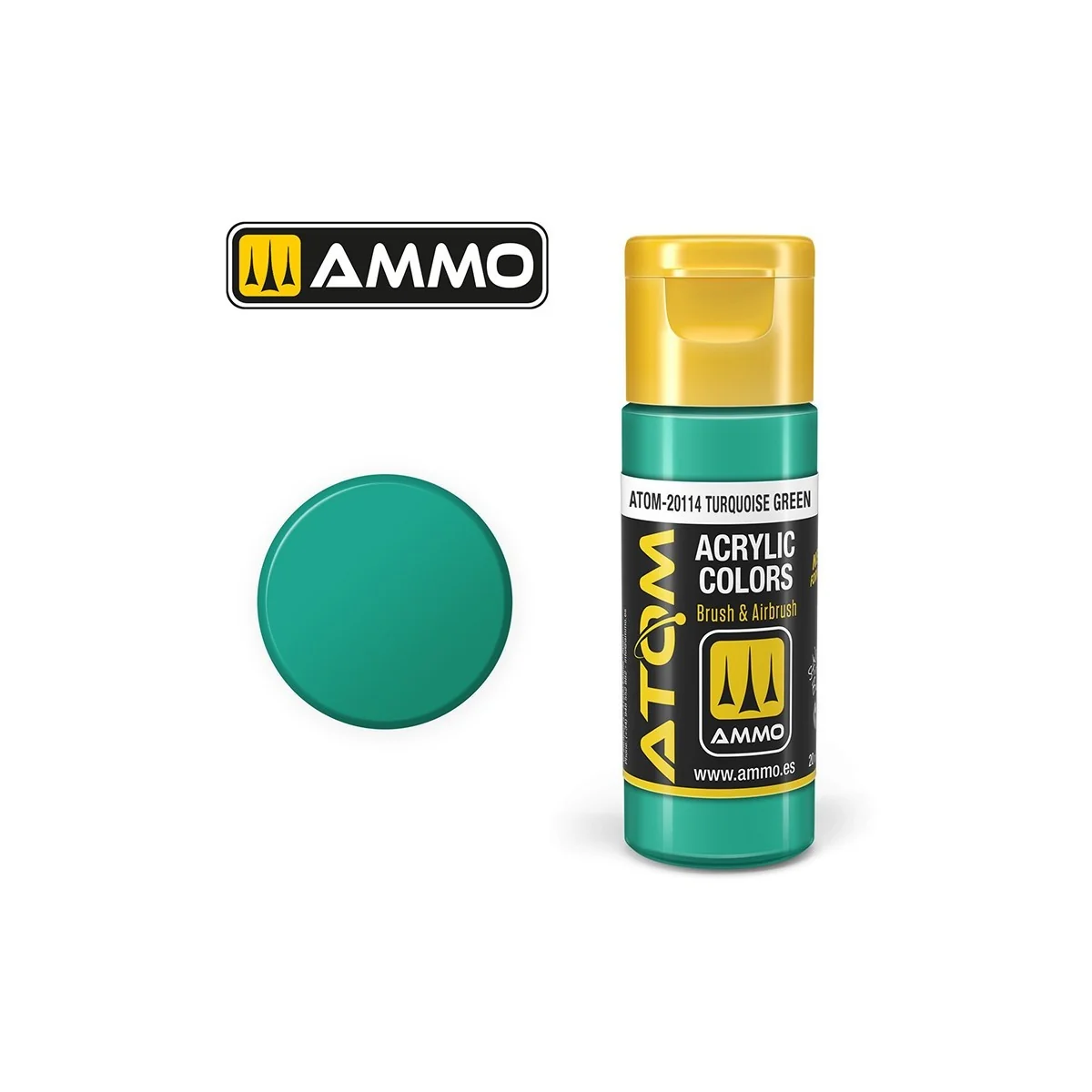 Turquoise Green Acrylic Paint 20ml ATOM AMMO - ATOM-20114 Turquoise Green Acrylic Paint 20ml ATOM AMMO - ATOM-20114