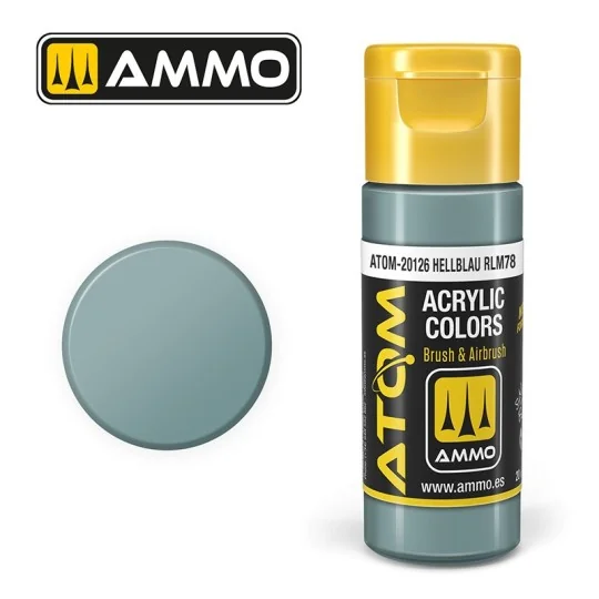 Peinture acrylique Hellblau RLM78 20ml ATOM AMMO ATOM-20126-Peinture acrylique Hellblau RLM78 20ml ATOM AMMO - ATOM-20126