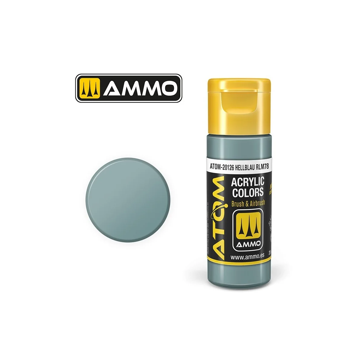 Peinture acrylique Hellblau RLM78 20ml ATOM AMMO Peinture acrylique Hellblau RLM78 20ml ATOM AMMO