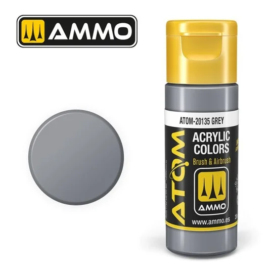ATOM-20135-Acrylic Paint Grey 20ml ATOM AMMO - ATOM-20135