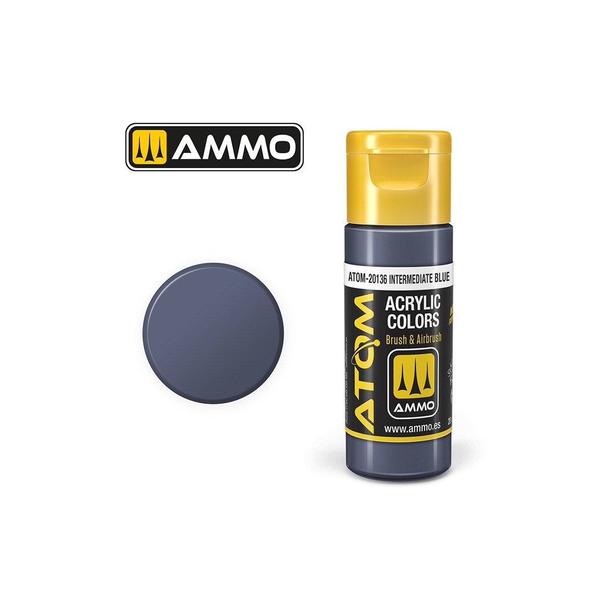 Peinture acrylique Bleu intermédiaire 20ml ATOM AMMO - ATOM-20136