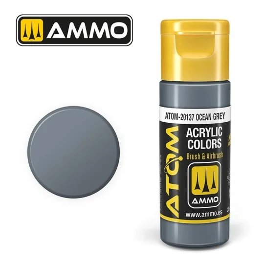 Peinture acrylique Gris océan 20ml ATOM AMMO ATOM-20137-Peinture acrylique Gris océan 20ml ATOM AMMO - ATOM-20137