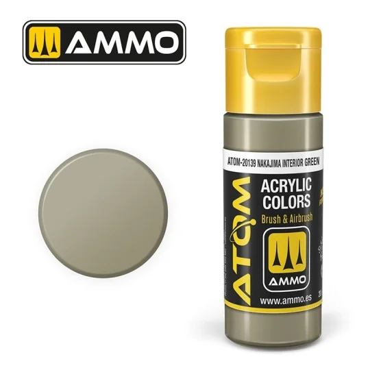 Peinture acrylique Nakajima Intérieur Vert 20ml ATOM AMMO ATOM-20139-Peinture acrylique Nakajima Intérieur Vert 20ml ATOM AMMO - ATOM-20139