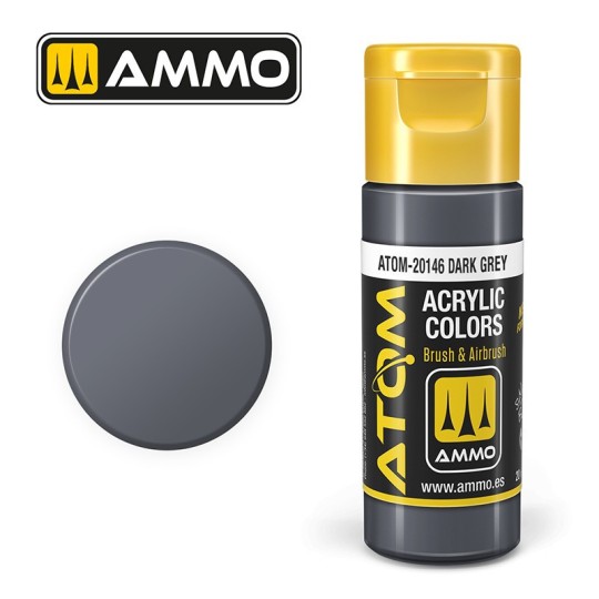 ATOM-20146-Peinture acrylique Gris foncé 20ml ATOM AMMO