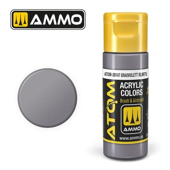 Peinture acrylique Grisviolet RLM75 20ml ATOM AMMO ATOM-20147-Peinture acrylique Grisviolet RLM75 20ml ATOM AMMO - ATOM-20147