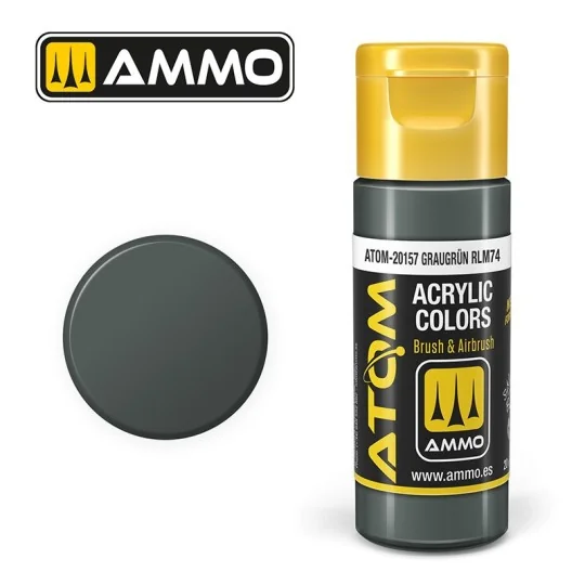 Acrylic paint Grey Grün RLM74 20ml ATOM AMMO - ATOM-20157 - ATOM-20157 ATOM-20157-Acrylic paint Grey Grün RLM74 20ml ATOM AMMO - ATOM-20157