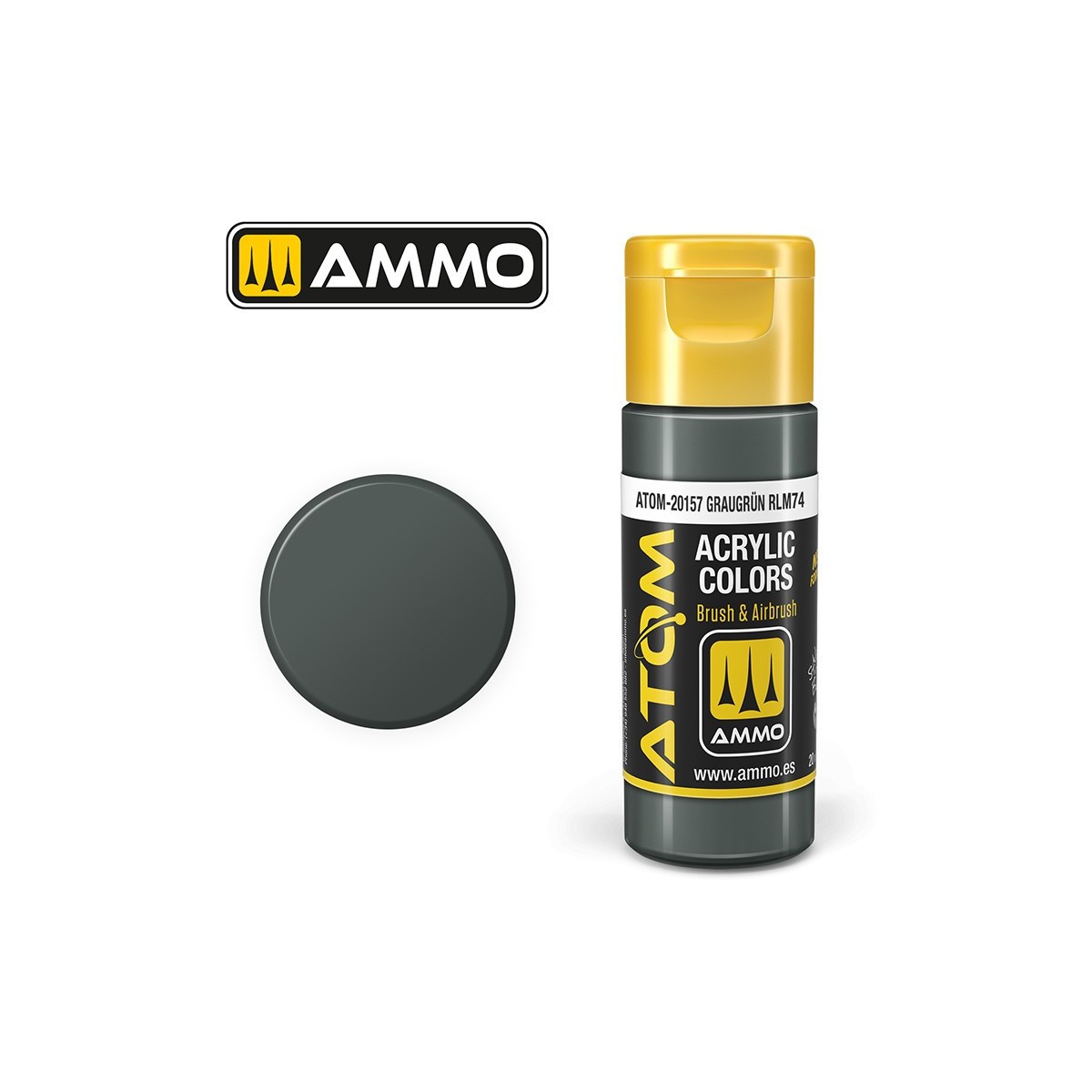 Peinture acrylique Gris Grün RLM74 20ml ATOM AMMO