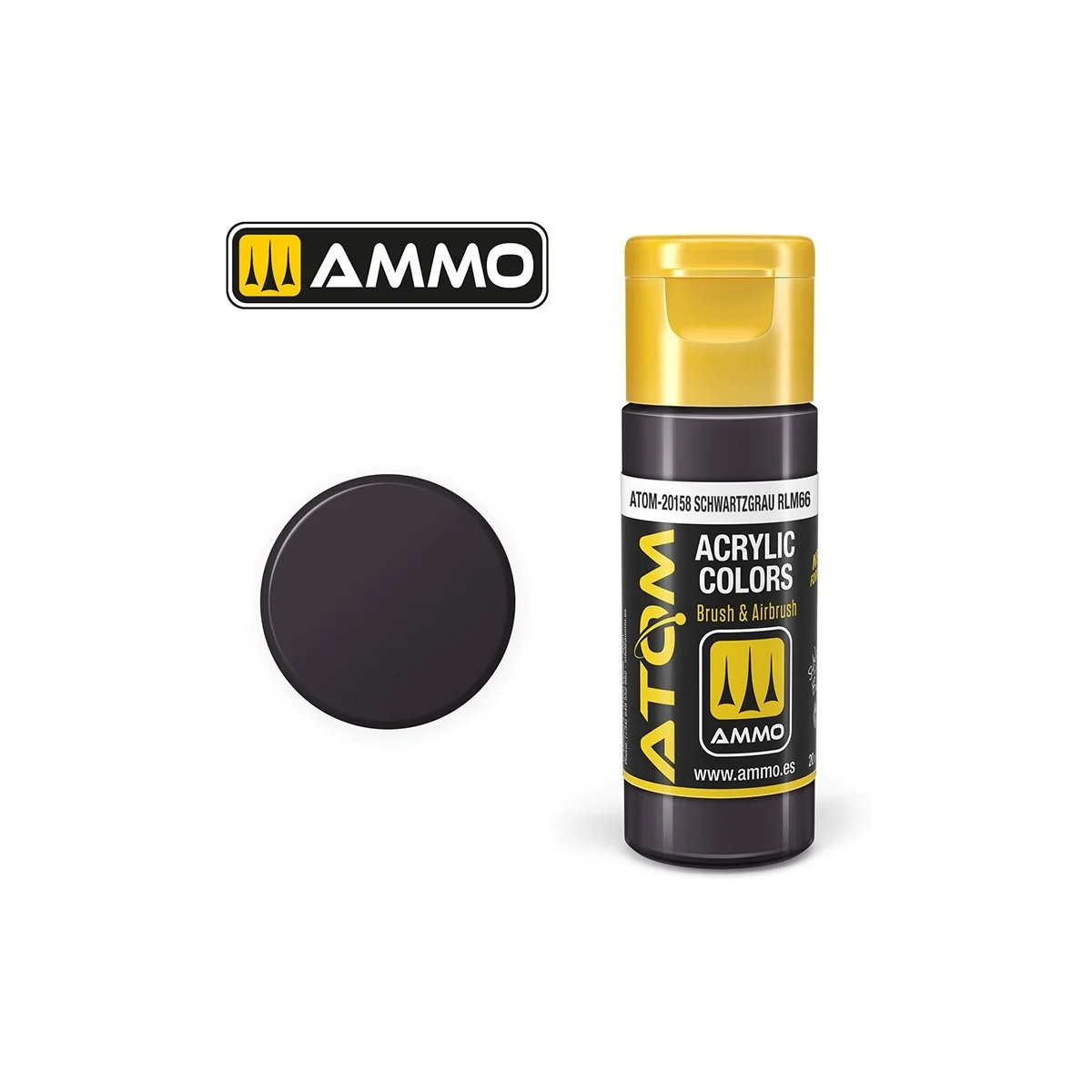 Schwartzgrau acrylic paint RLM66 20ml ATOM AMMO - ATOM-20158 - ATOM...