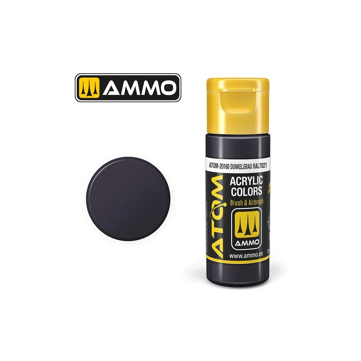 Dark Grey Acrylic Paint RAL7021 20ml ATOM AMMO - ATOM-20160 - ATOM-...