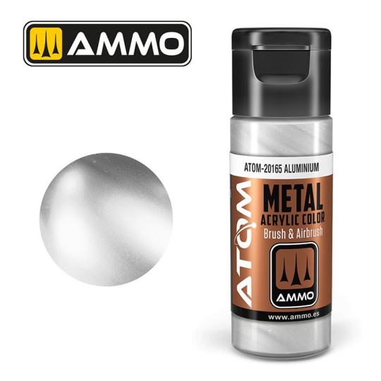 ATOM-20165-Acrylic Paint Aluminium 20ml ATOM METALLIC AMMO