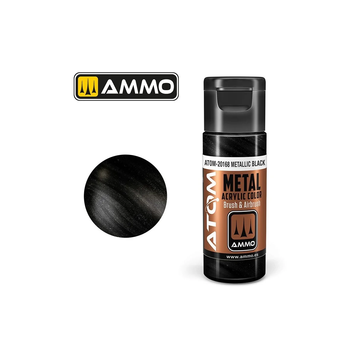 Peinture acrylique Noir 20ml ATOM METALLIC AMMO Peinture acrylique Noir 20ml ATOM METALLIC AMMO