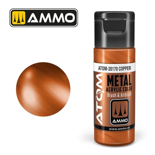 ATOM-20170-Copper Acrylic Paint 20ml ATOM METALLIC AMMO