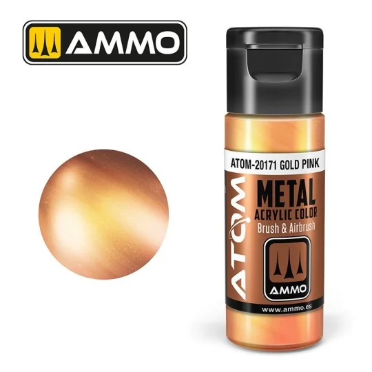Acrylic Paint Rose Gold 20ml ATOM METALLIC AMMO - ATOM-20171 - ATOM... ATOM-20171-Acrylic Paint Rose Gold 20ml ATOM METALLIC AMMO - ATOM-20171