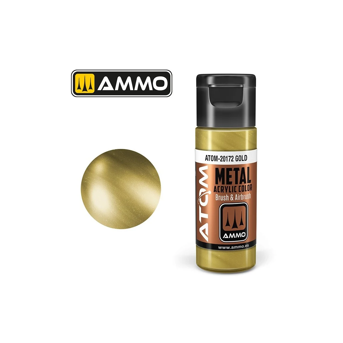 Peinture acrylique Or 20ml ATOM METALLIC AMMO Peinture acrylique Or 20ml ATOM METALLIC AMMO