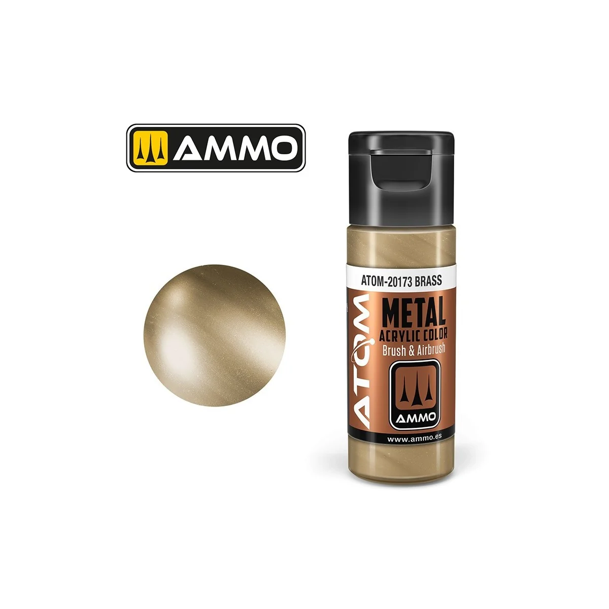 Peinture acrylique Laiton 20ml ATOM METALLIC AMMO Peinture acrylique Laiton 20ml ATOM METALLIC AMMO