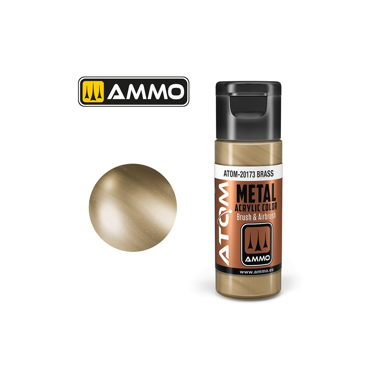 Brass Acrylic Paint 20ml ATOM METALLIC AMMO - ATOM-20173 Brass Acrylic Paint 20ml ATOM METALLIC AMMO - ATOM-20173