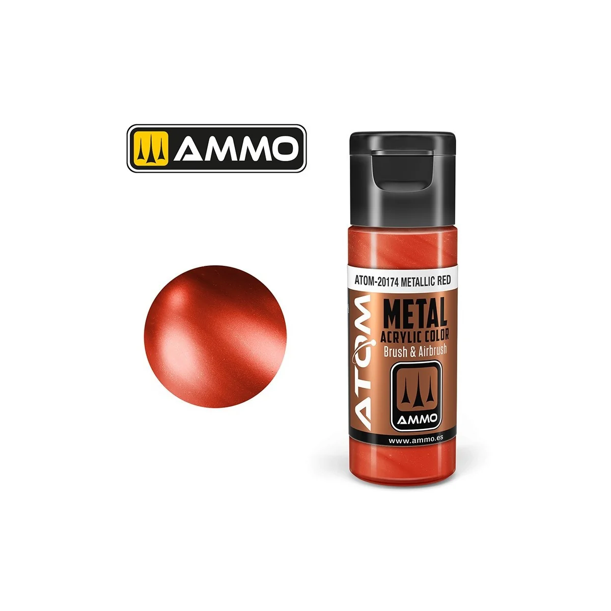 Peinture acrylique Rouge 20ml ATOM METALLIC AMMO Peinture acrylique Rouge 20ml ATOM METALLIC AMMO