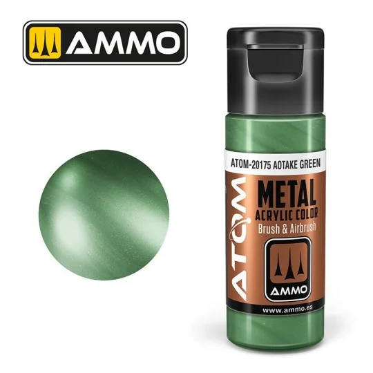 Peinture acrylique Vert Aotake 20ml ATOM METALLIC AMMO ATOM-20175-Peinture acrylique Vert Aotake 20ml ATOM METALLIC AMMO - ATOM-20175
