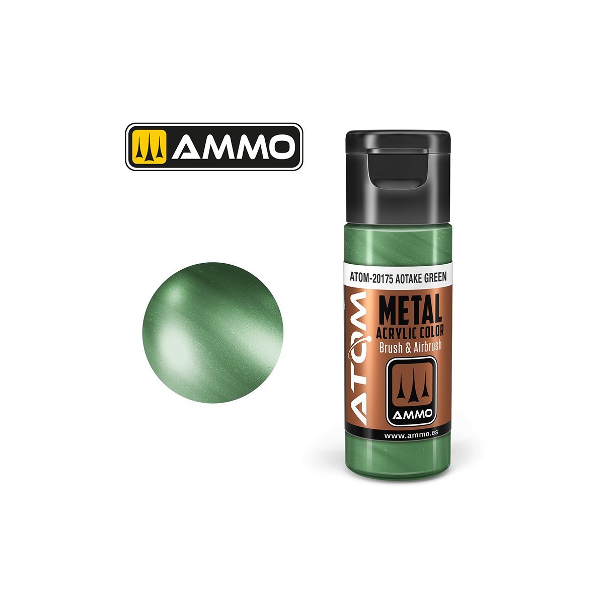 Aotake Green Acrylic Paint 20ml ATOM METALLIC AMMO - ATOM-20175