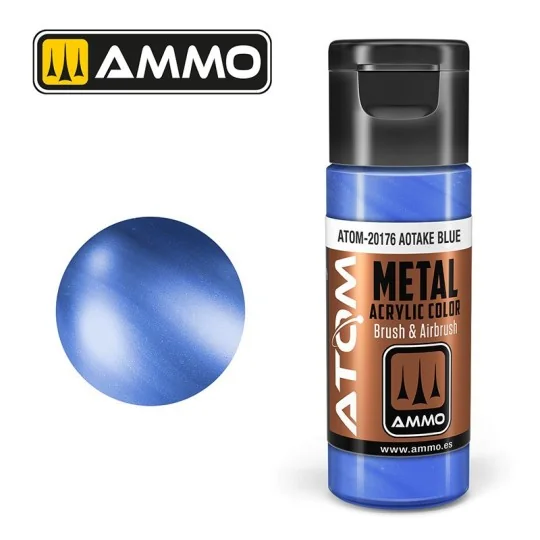 Peinture acrylique Bleu Aotake 20ml ATOM METALLIC AMMO ATOM-20176-Peinture acrylique Bleu Aotake 20ml ATOM METALLIC AMMO - ATOM-20176
