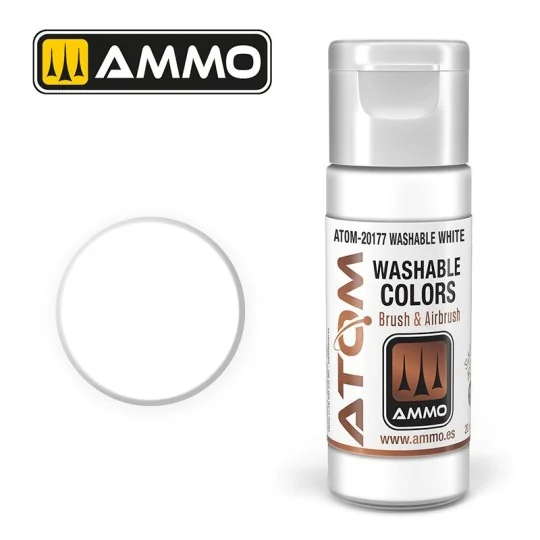 White Acrylic Paint 20ml ATOM WASHABLE AMMO - ATOM-20177 - ATOM-20177 ATOM-20177-White Acrylic Paint 20ml ATOM WASHABLE AMMO - ATOM-20177