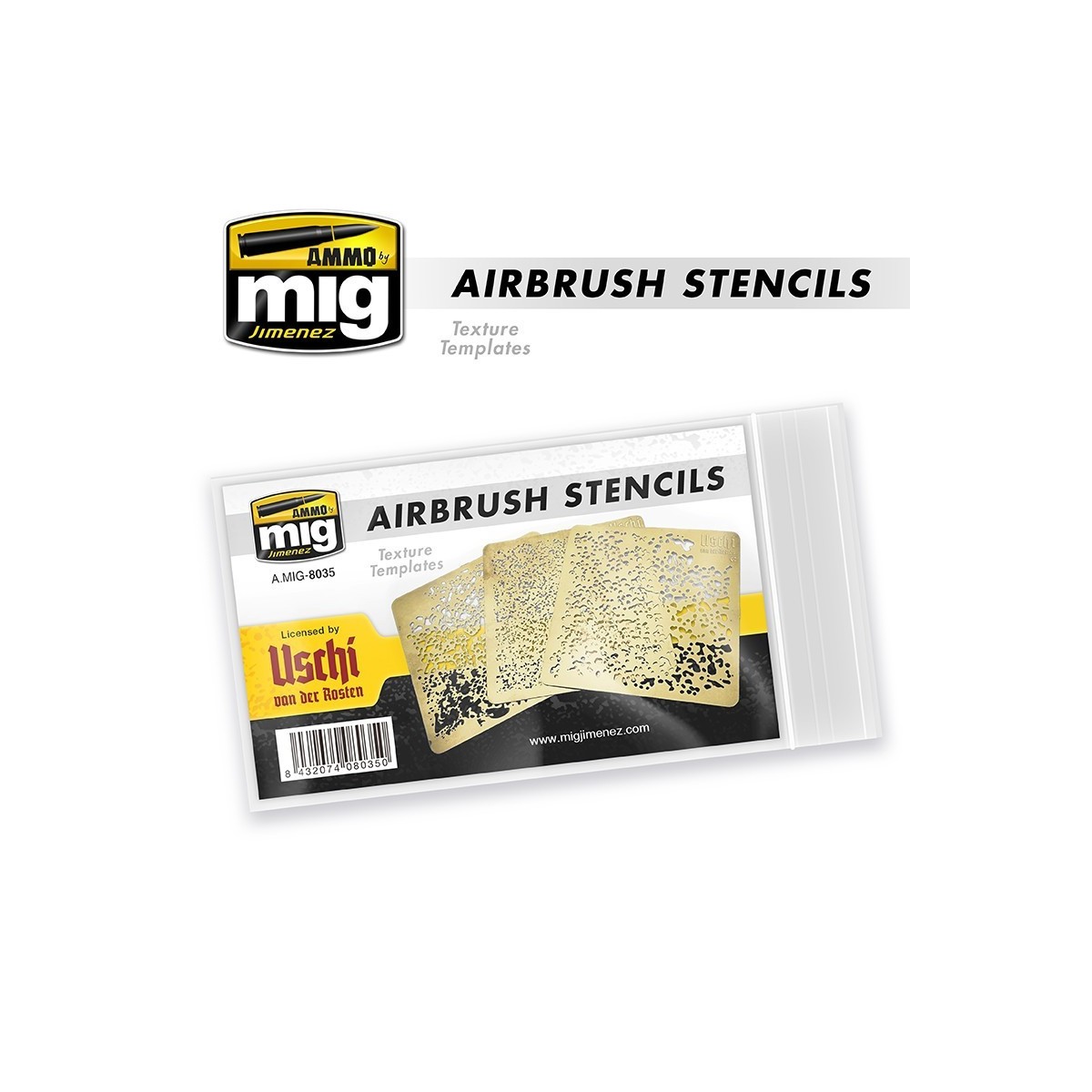 Airbrush Stencils (x3) No. 1 Ammo - A.MIG-8035