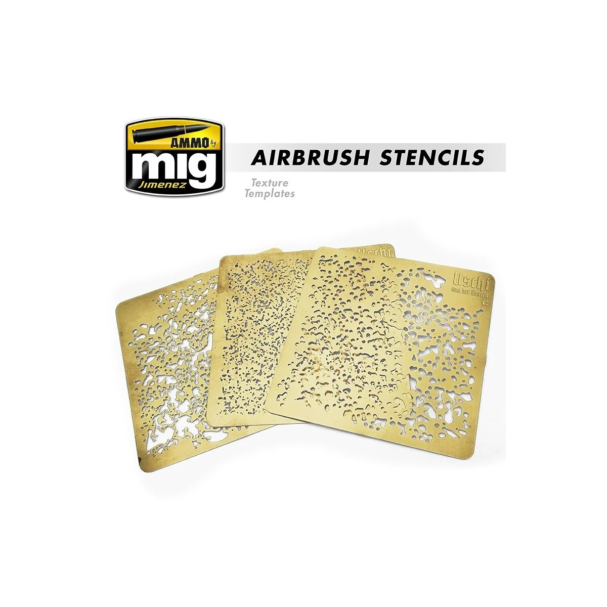 Pochoirs pour aérographe (x3) n°1 Ammo AMMO - MIG Jimenez A.MIG-8035 - 2 Pochoirs pour aérographe (x3) n°1 Ammo AMMO - MIG Jimenez A.MIG-8035 - 2