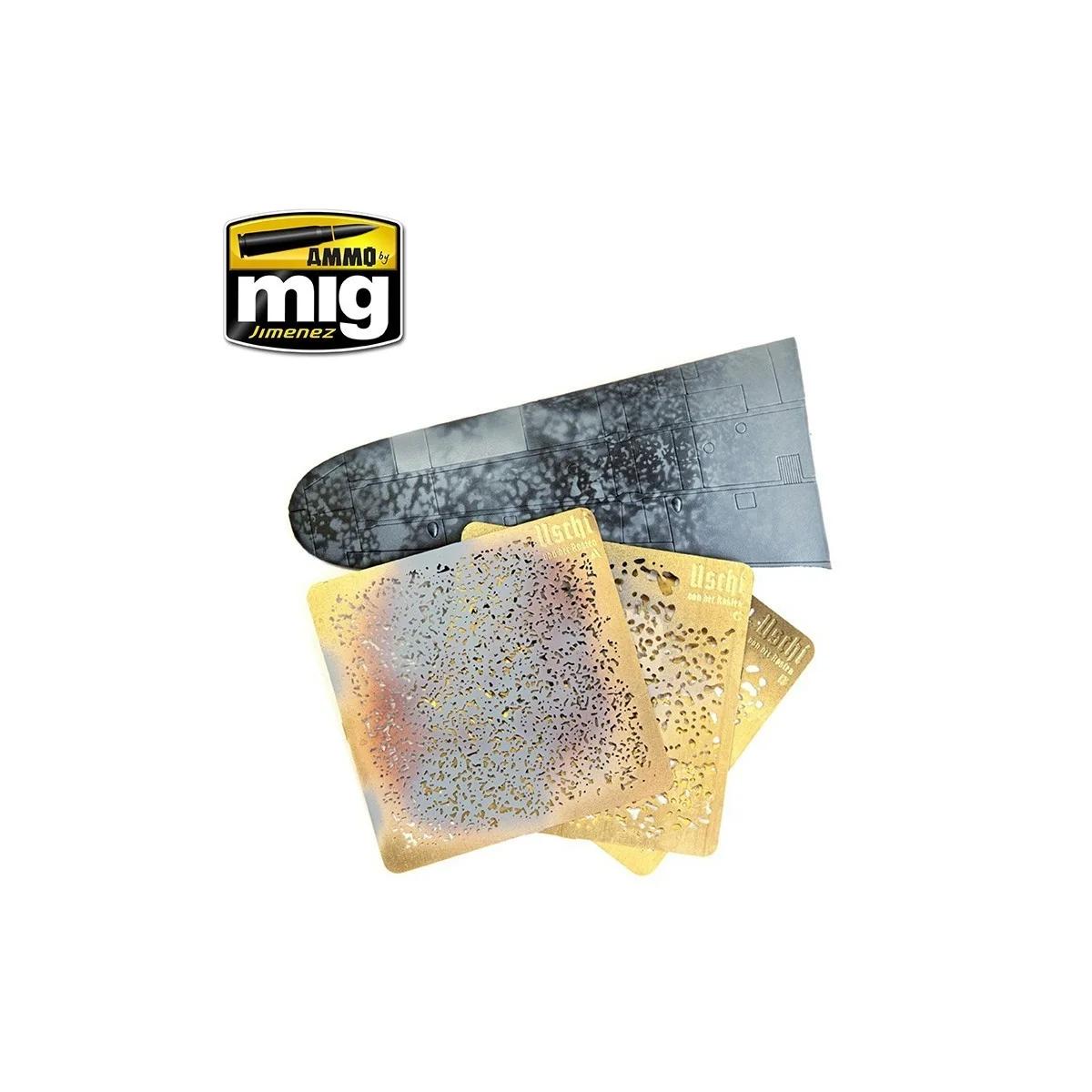 Pochoirs pour aérographe (x3) n°1 Ammo AMMO - MIG Jimenez A.MIG-8035 - 3 Pochoirs pour aérographe (x3) n°1 Ammo AMMO - MIG Jimenez A.MIG-8035 - 3