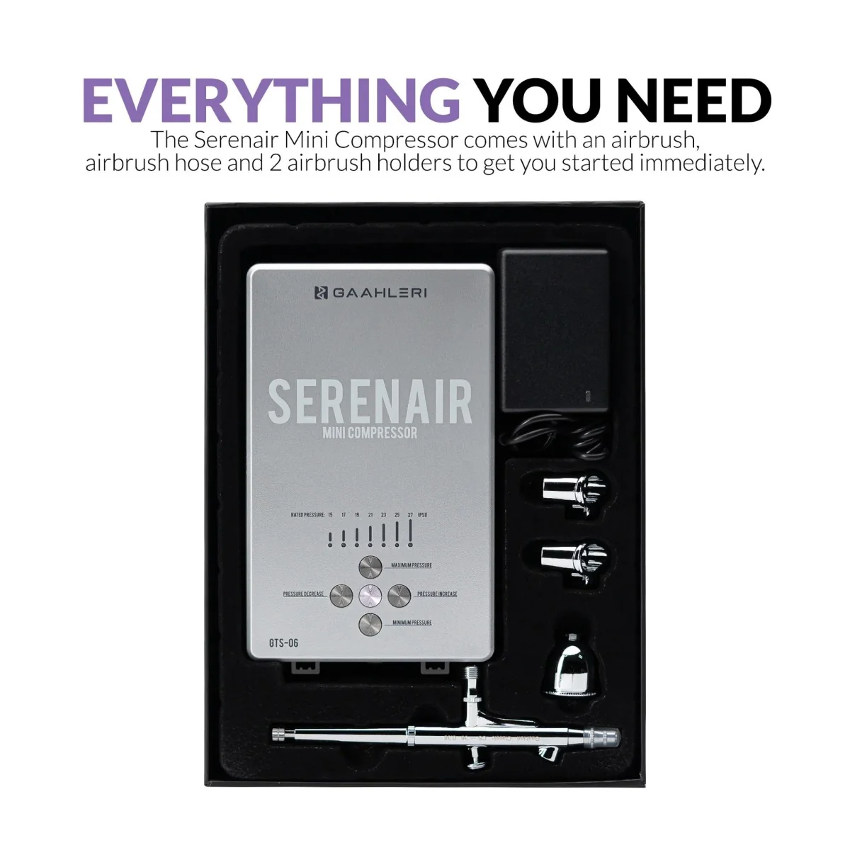 Serenair Ambition Series GTS-06 Gaahleri Airbrush Kit with Mini Air... Serenair Ambition Series GTS-06 Gaahleri Airbrush Kit with Mini Air...