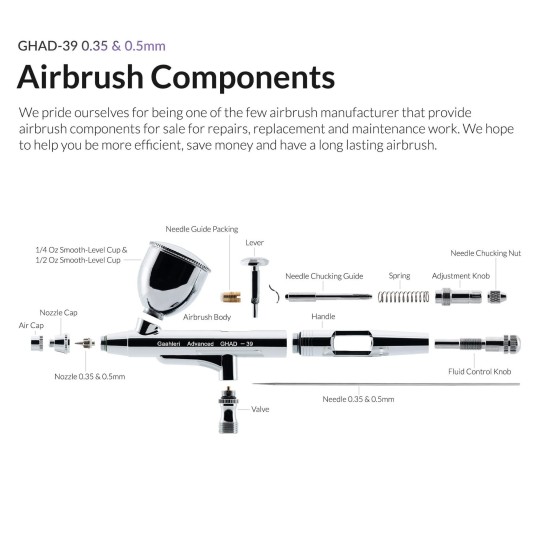Gaahleri GHAD-39 Advanced Series Airbrush - 40133 40133-Gaahleri GHAD-39 Advanced Series Airbrush - 40133