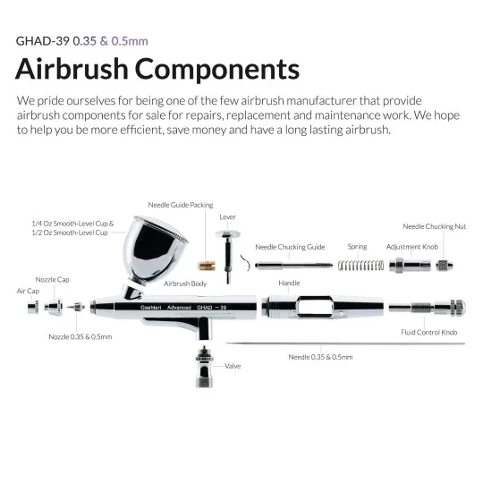 Gaahleri GHAD-39 Advanced Series Airbrush - 40133 - 40133 40133-Gaahleri GHAD-39 Advanced Series Airbrush - 40133