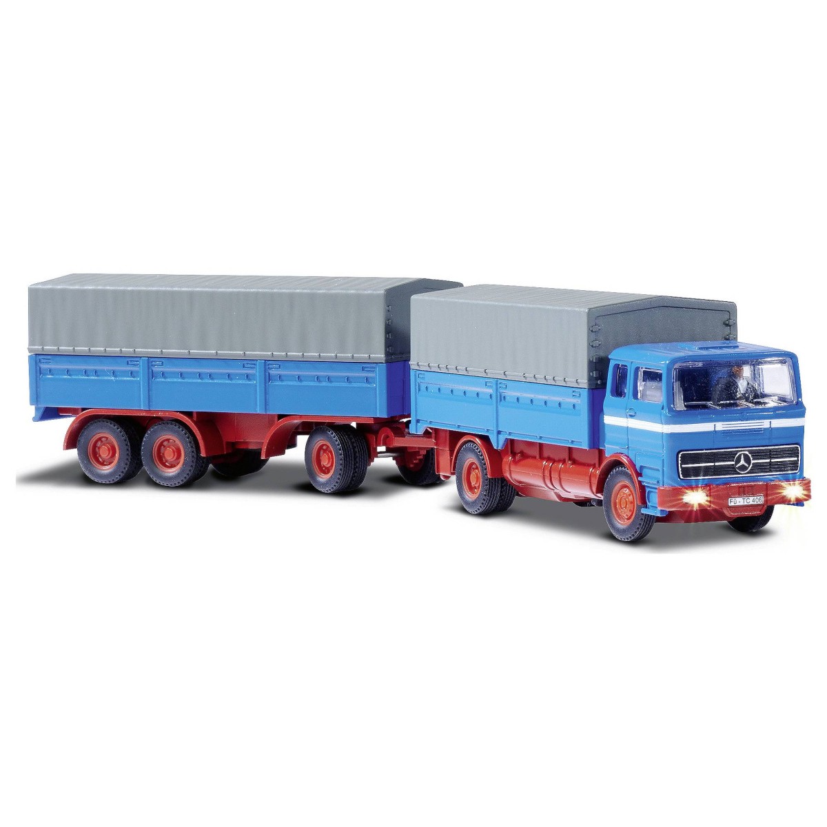 MB 1620 covered truck with trailer, 2.4GHz, RTR, 1/87 scale Carson ...