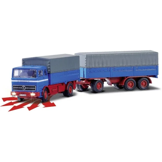 500504157-MB 1620 covered truck with trailer, 2.4GHz, RTR, 1/87 scale Carson