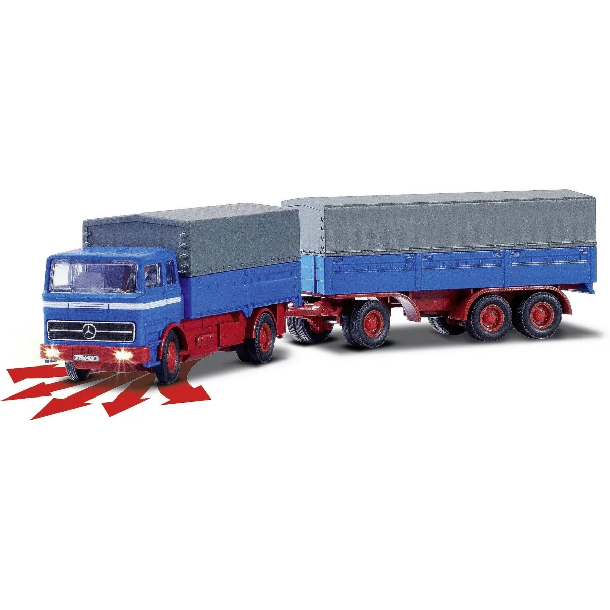 MB 1620 covered truck with trailer, 2.4GHz, RTR, 1/87 scale Carson ...