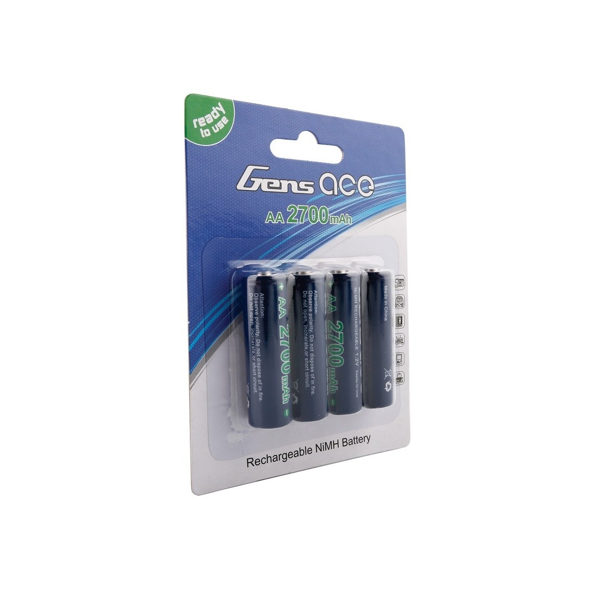 Accus R6 AA NiMh 2700mAh (4) Gens ACE Gens ACE GE2-2700AA - 2