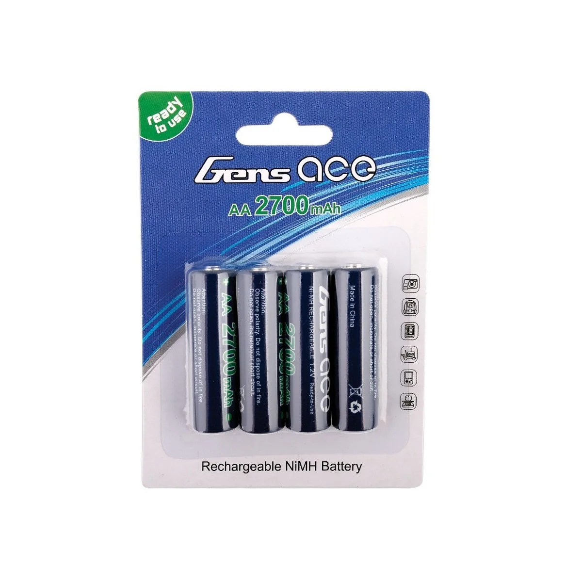 Accus R6 AA NiMh 2700mAh (4) ACE People Gens ACE GE2-2700AA - 1 Accus R6 AA NiMh 2700mAh (4) ACE People Gens ACE GE2-2700AA - 1