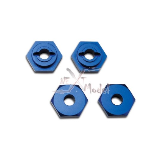 TRX-7154X-Wheel hubs, hex aluminum blue