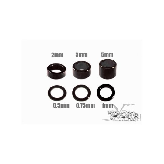 TA-019BK-Spacers alu black M4 (4 x 6 sizes) T-Works