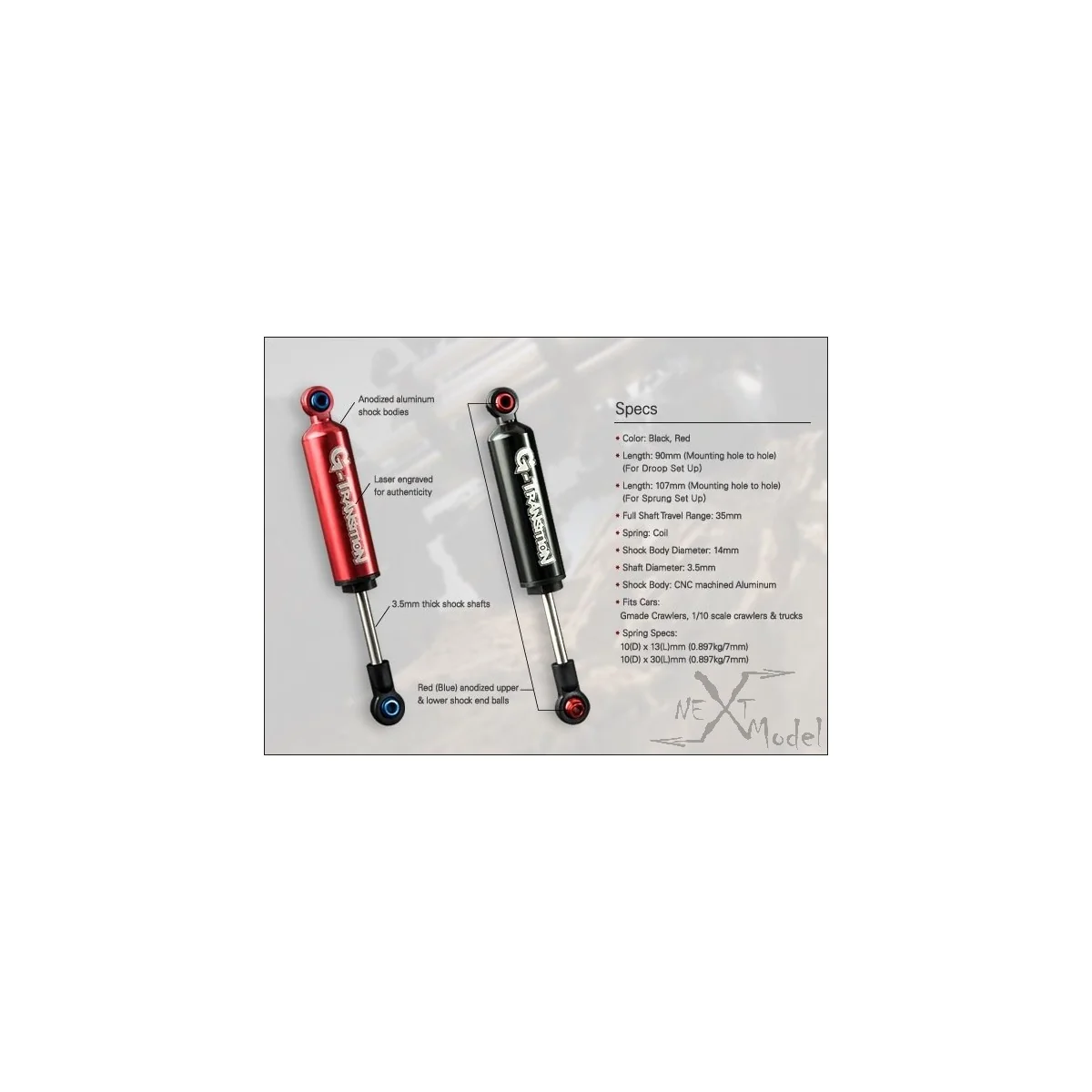 Amortisseurs G-Transition noirs 90mm (4) Gmade Gmade GM20604 - 2