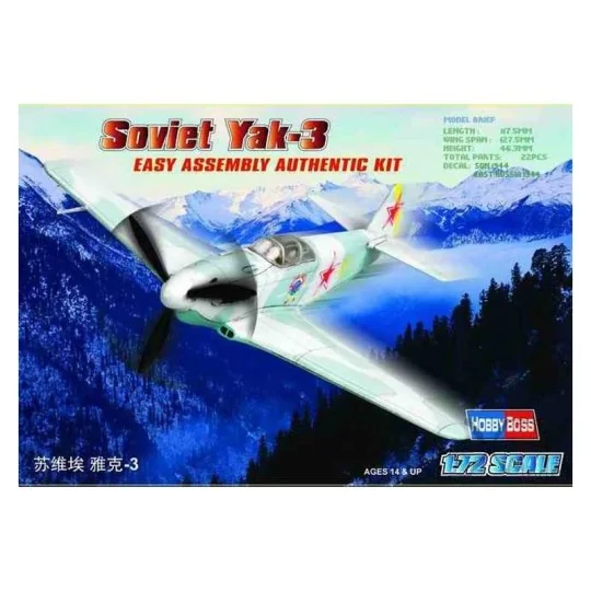 Soviet Yak - 3 1/72 Hobby Boss Hobby Boss HB80255 - 7 HB80255-Soviet Yak - 3 1/72 Hobby Boss - HB80255