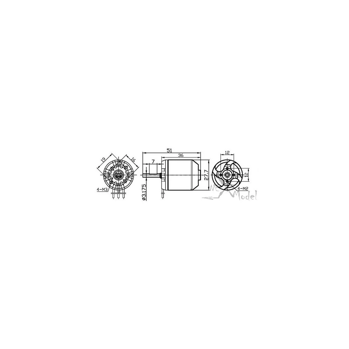 Moteur brushless hélico 450 H2836/4 4000KV DYS DYS H2836/4 - 2