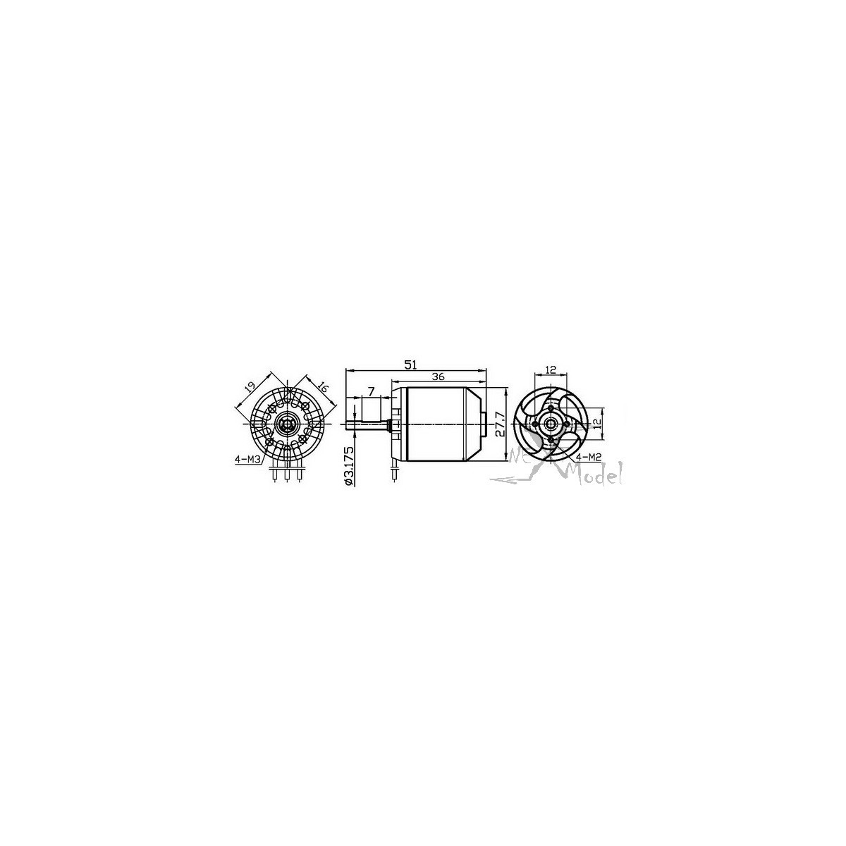 Motor brushless helicopter 450 H2836/4 4000KV DYS DYS H2836/4 - 2