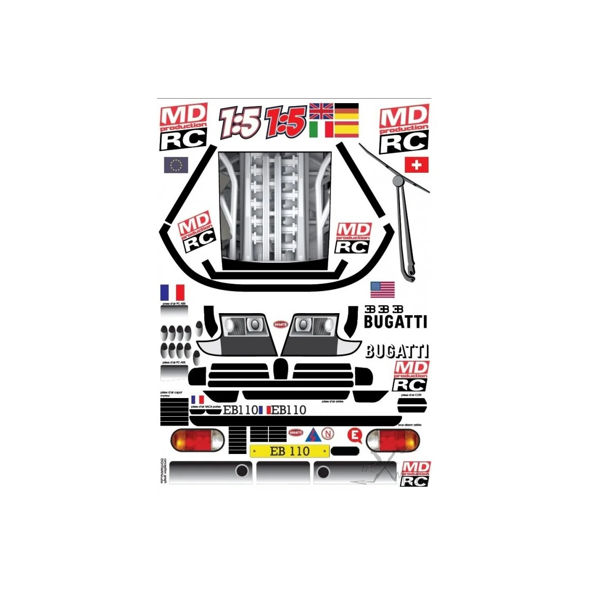 Stickers body Bugatti EB110 1/5 MD Production MD Production MD-BUG-A - 2