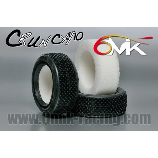 TM101R-Pneus Crunch 1/10 avant rouges + mousses 6Mik - TM101R