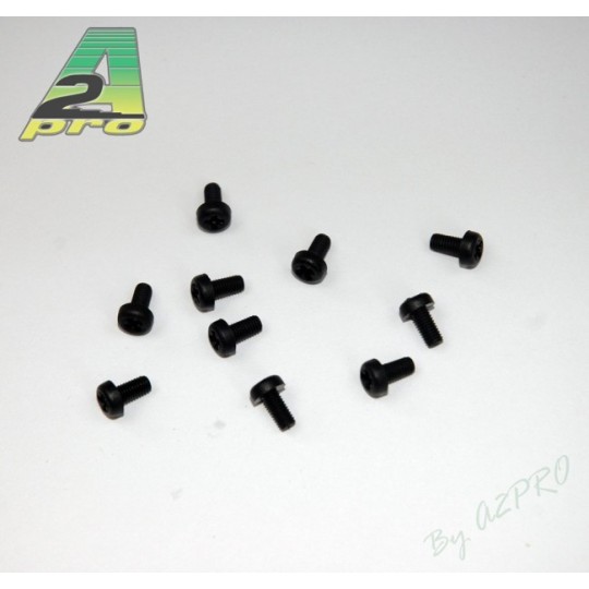 S044403006-Nylon head screws flat 3x6mm black (10) A2Pro