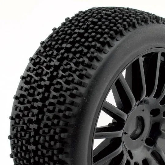 Rocket tires on black spoke rims, 1/8 scale Hobbytech Hobbytech HTR-T444 - 1 HTR-T444-Rocket tires on black spoke rims, 1/8 scale Hobbytech - HTR-T444
