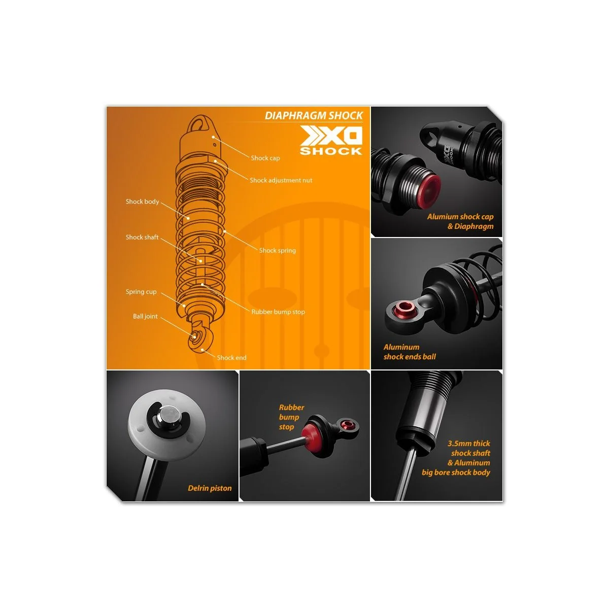 Shock absorbers XD Diaphragm 103mm (2) Gmade Gmade GM22007 - 2