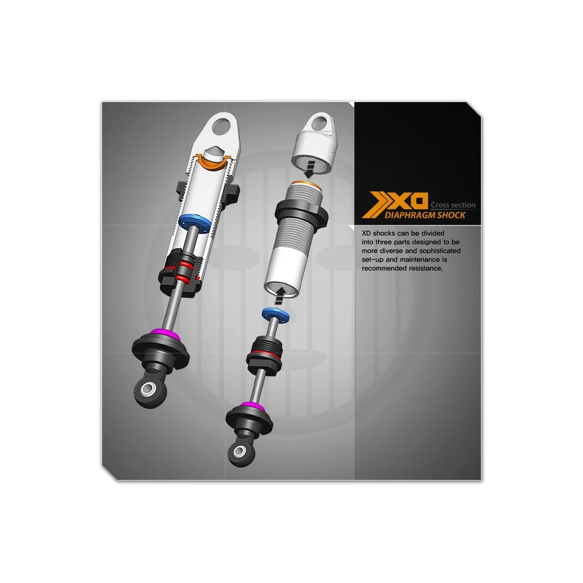 Shock absorbers XD Diaphragm 103mm (2) Gmade Gmade GM22007 - 4