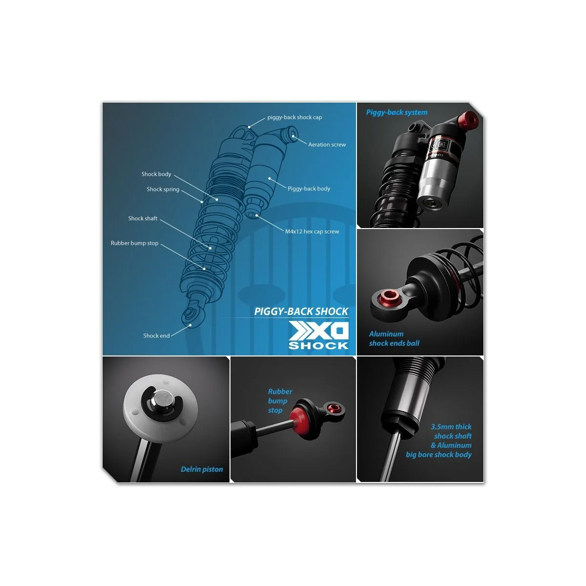 Shock absorbers XD Piggyback 103mm (2) Gmade Gmade GM21007 - 2