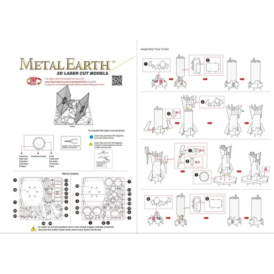 TIE Fighter Star Wars Metal Earth Metal Earth MMS256 - 7 MMS256-TIE Fighter Star Wars Metal Earth - MMS256